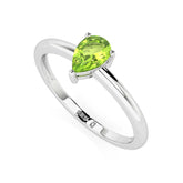 peridot pear cut stackable prong-set ring